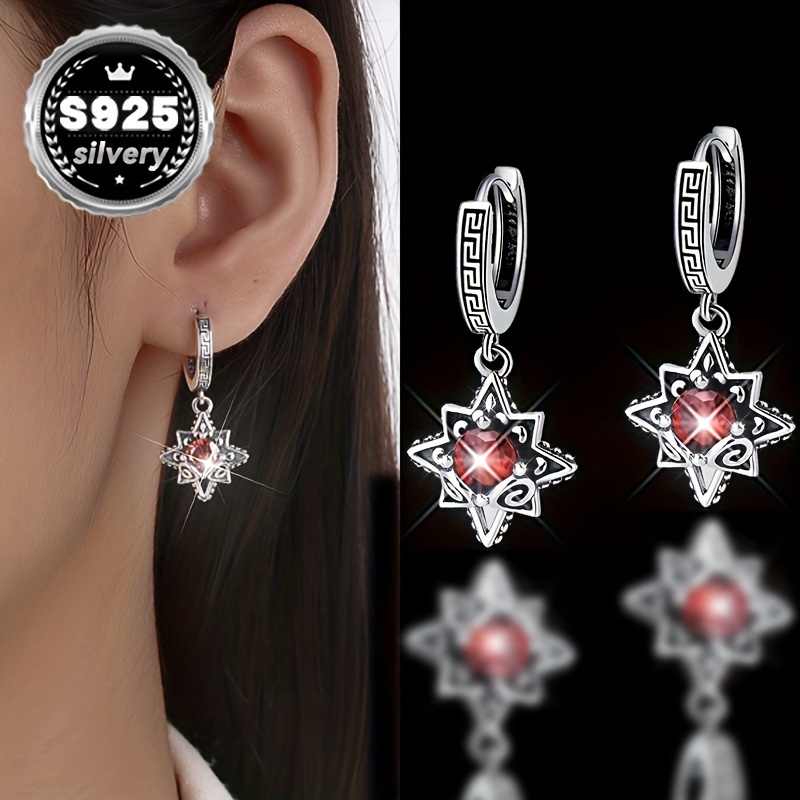 

Vana 2pcs Set: Red Zirconia - 925 Silvery, For & , Box Included