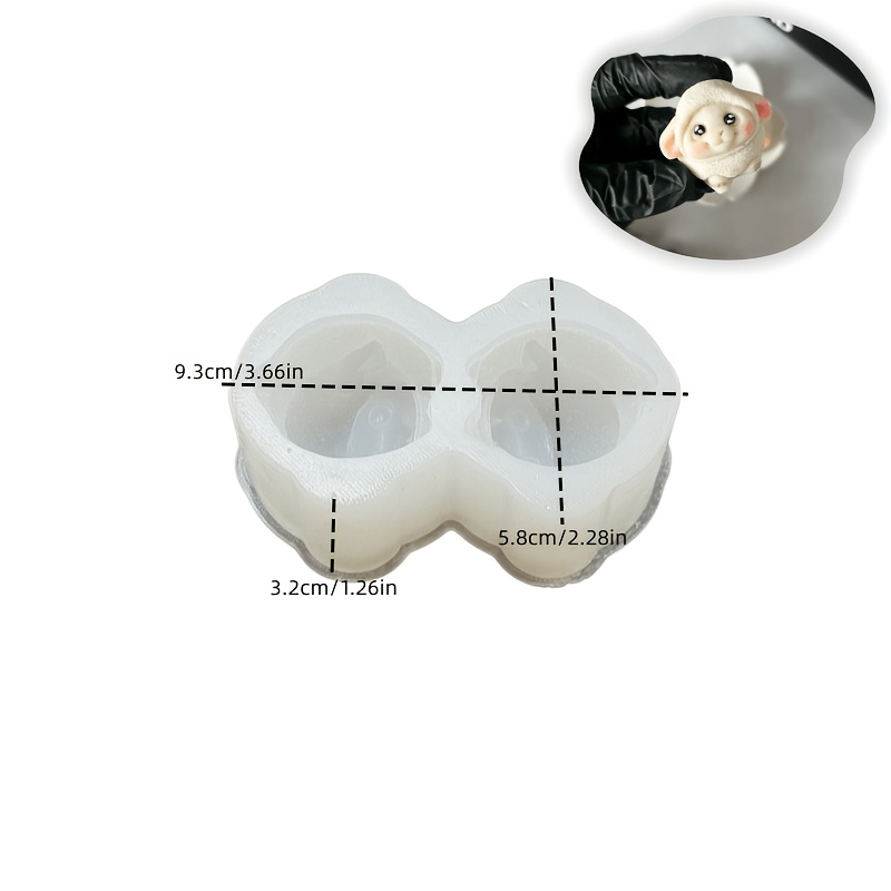 TEMU Stampi in silicone e resina a 2 cavit� con agnelli con inclinate , stampo epossidico, stampo per simpatici piccoli agnelli, stampo in gesso per