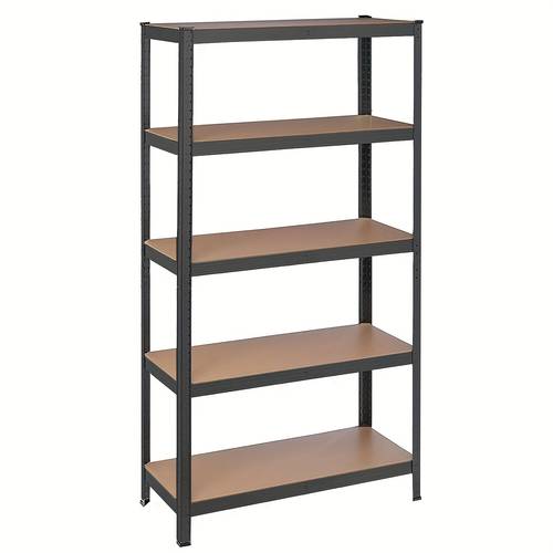 item picture 5 tier storage shelves load 200kg per layer adjustable shelving unit 180 x 90 x 40cm for garage storage boltless assembly for study shed basement galvanised painted black standing shelf