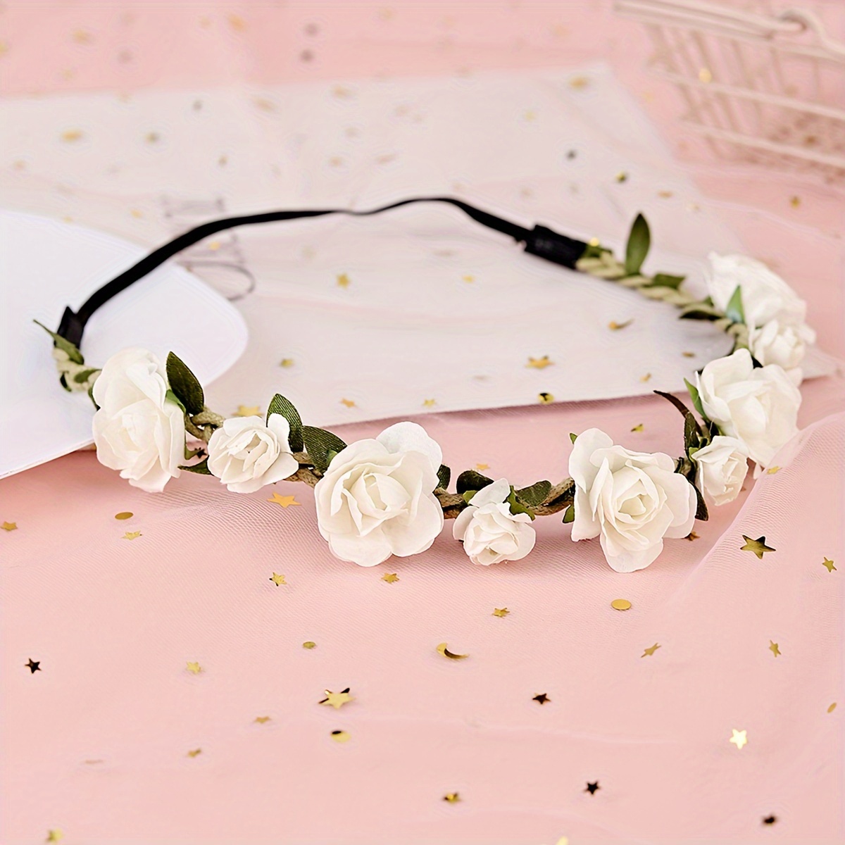 1pc Women's Small Rose Flower Elastic Band Hair Decor
