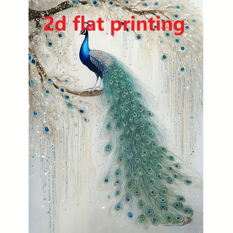 Stylish 5d Peacock Diamond Painting Kit - Vibrant Acrylic Craft Set With Sparkling Gems, Tree Branch Background, Suitable For Home Wall Decor