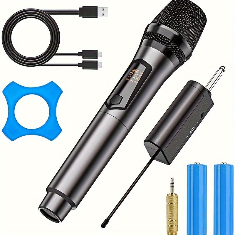 

Saiyin Wireless Rechargeable Microphones, Uhf Handheld Dynamic Mic With Microphone And Receiver, 200 Ft Range, 1/4'and 1/8' Output For Amplifier, Pa System, Party Singing, Karaoke