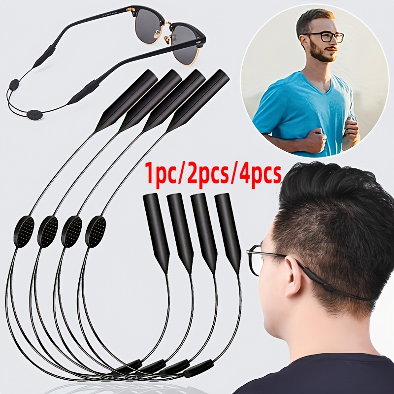 

1/2/4 Pack, Glasses Strap, Adjustable Silicone Anti-slip Eyewear Holder, Comfortable Sporty Accessory For Men, Outdoor Sports Eyewear Chain, Black