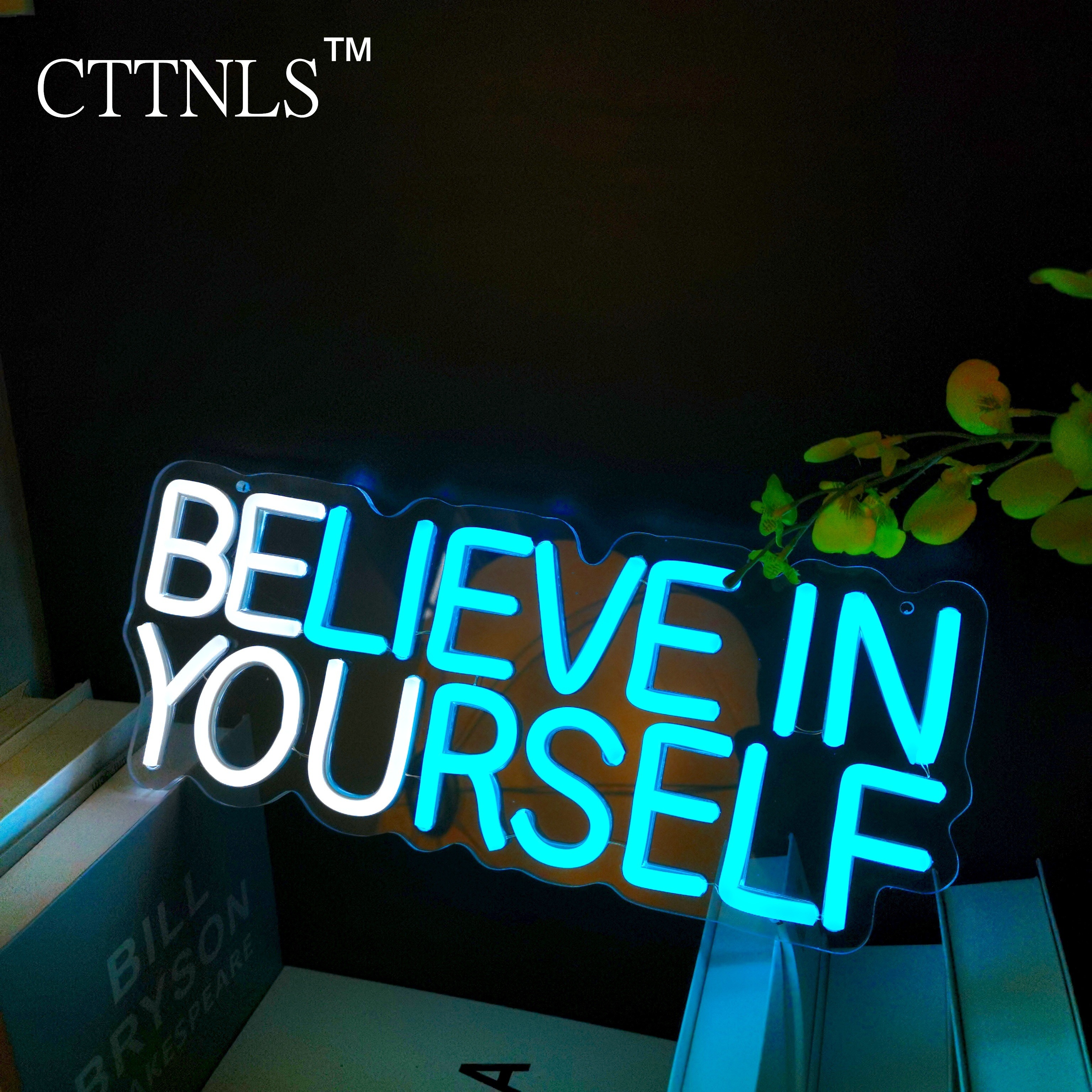 believe in yourself   white led neon sign usb powered adjustable brightness wall decor for office bedroom valentines   decor perfect birthday gift for men   for christmas gifts holiday office bedroom hotel party restaurant decoration