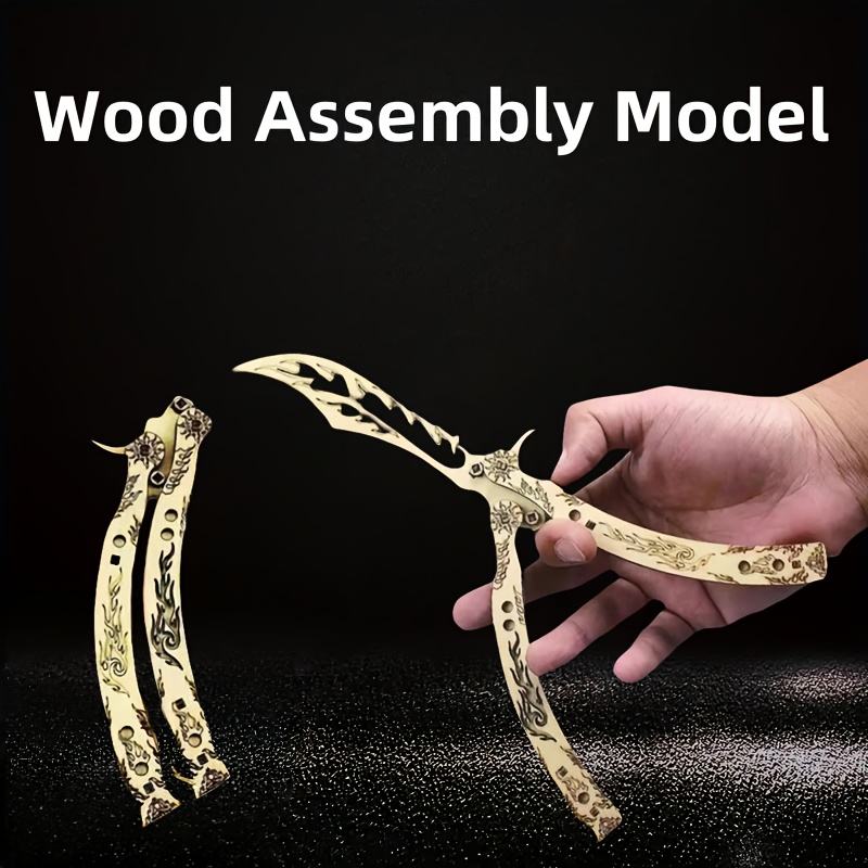 Wooden Butterfly Claw 3D Puzzle Toy Light Yellow