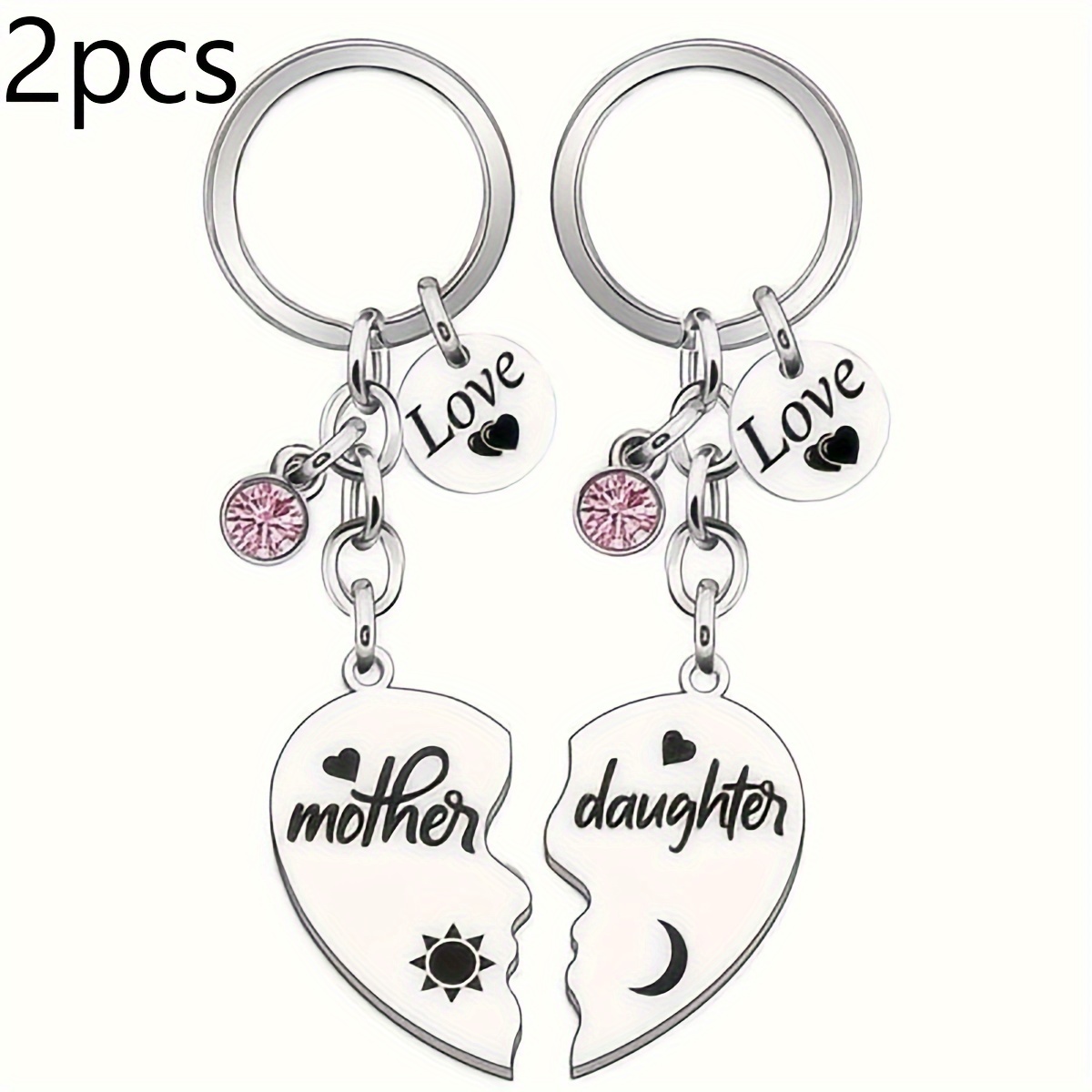 

2pcs/set Stainless Steel Love Puzzle Mother-daughter Stainless Steel Keychains - Decorative Home Keychains, Gifts For Christmas And Day