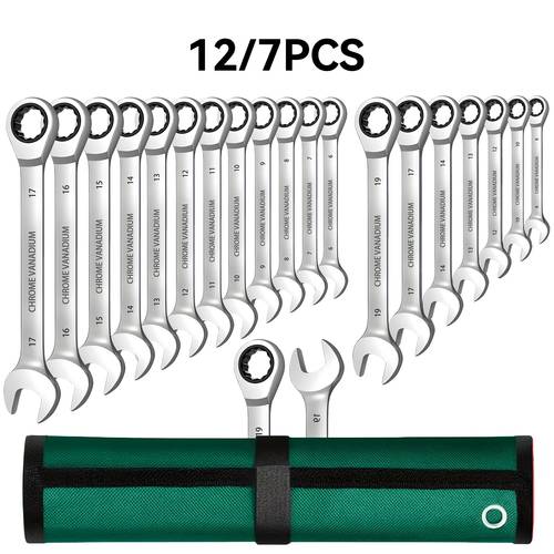 heavy duty 12 7pcs spanner set made from chrome vanadium steel rust resistant and durable cr v chrome vanadium steel with a fabric storage pouch suitable for automotive and home repairs
