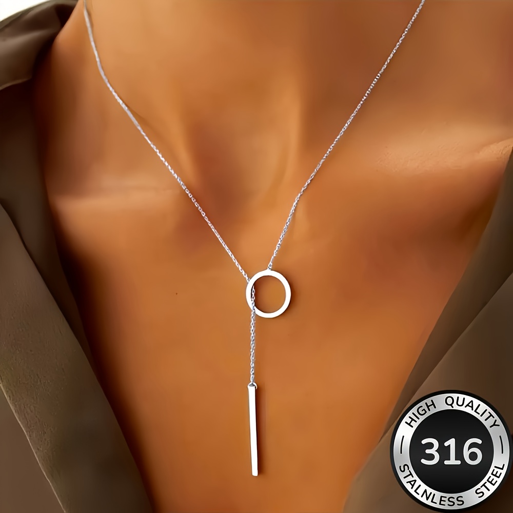 E-shop Hochwertige 316 Edelstahl Goldene Damen-Y-Kette, verblassungsresistent, bequem vielseitig, schlicht & elegant, modische Ohrringe für den oder