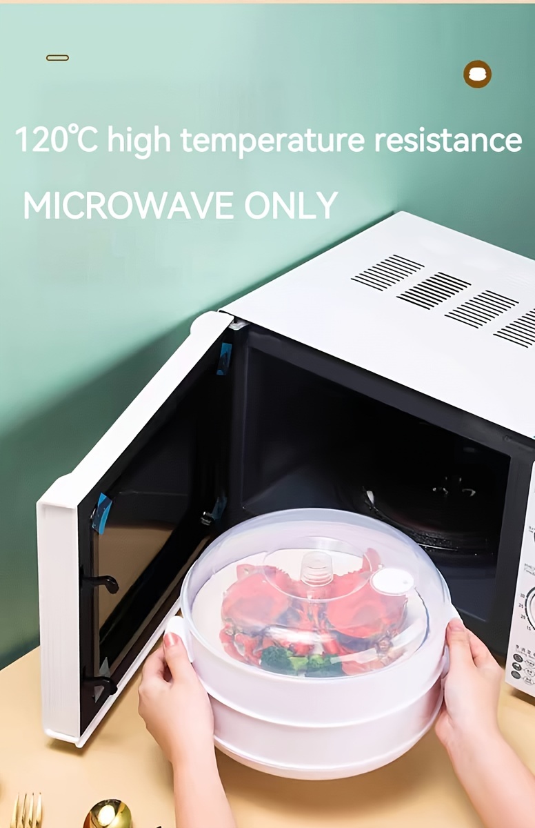 multi tier microwave steamer set stackable double   with steaming plate inserts bpa free pp material   cooking high heat resistant microwave steamers for vegetables meats dumplings details 1