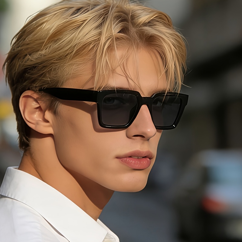 Image of Western Retro Square Frame Sunglasses For Men, Sun Protection Sunglasses, Trendy Easy Shades, Suitable For Driving/outdoor Travel