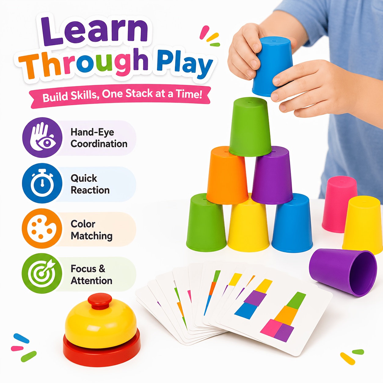 Memory Flipping Cup Game, Stackable Matching Cups Set