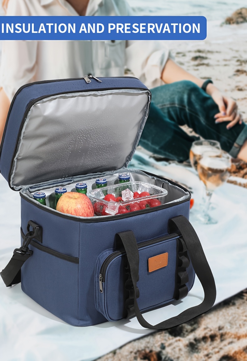 23L Outdoor Fresh-Keeping Ice Pack, Double-Layer Large Capacity Camping Picnic Bag, Portable Travel Insulation Bag, Oxford Fabric, High Quality, Mixed Colors, Perfect for Easter, Women’s Day, Valentine’s Day, Mother’s Day, Independence Day