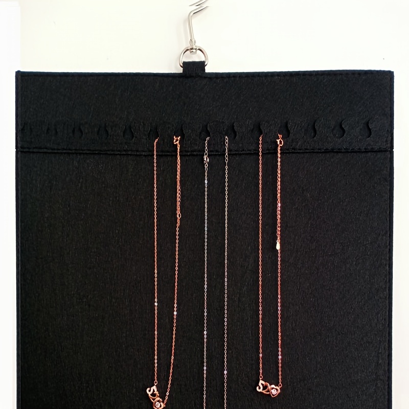 1pc jewelry storage hanging bag wall mounted earrings necklace display holder double sided felt jewelry organizer with hook details 2
