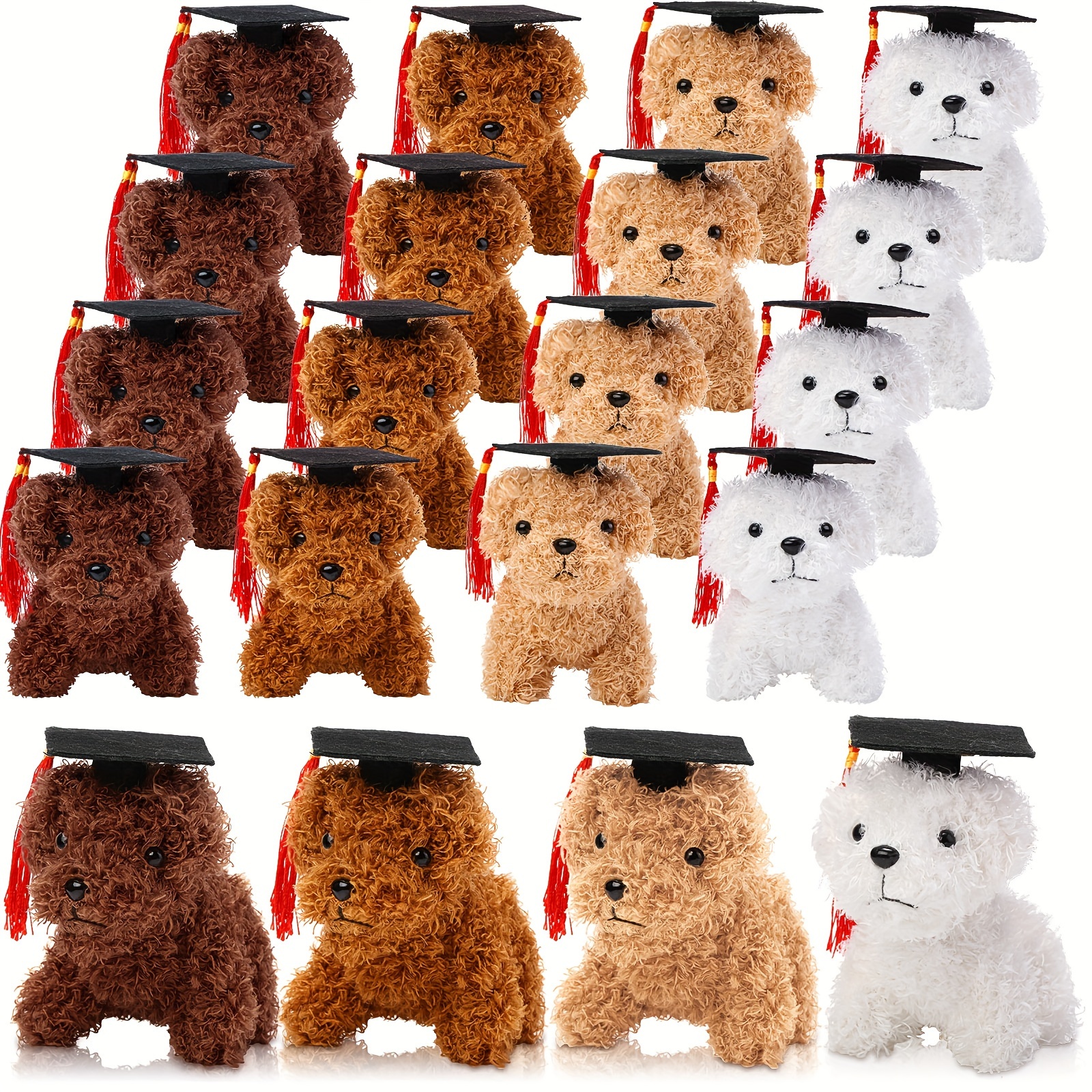 

20 Pcs Graduation Season Dog Plush Bulk Stuffed Animal With Graduation Hat Graduation Party Favor Gift Filler Toy For Student Teacher Employee Women ()