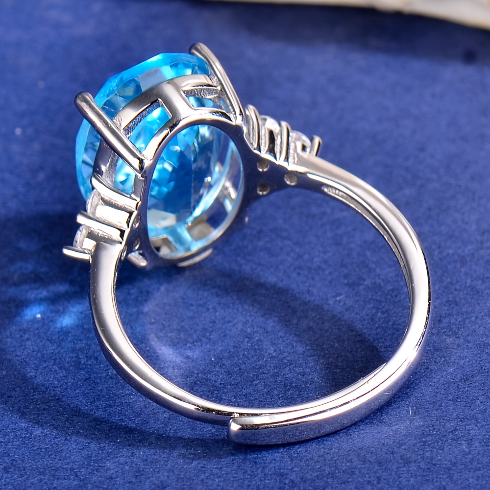 Women's Natural Topaz Adjustable 925 Sterling Silver Ring