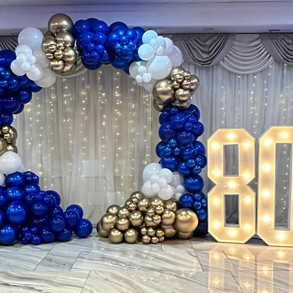 Royal Blue & Gold Balloon Arch Kit - 133 Piece Graduation Party Decor With 18-5 Inch Balloons