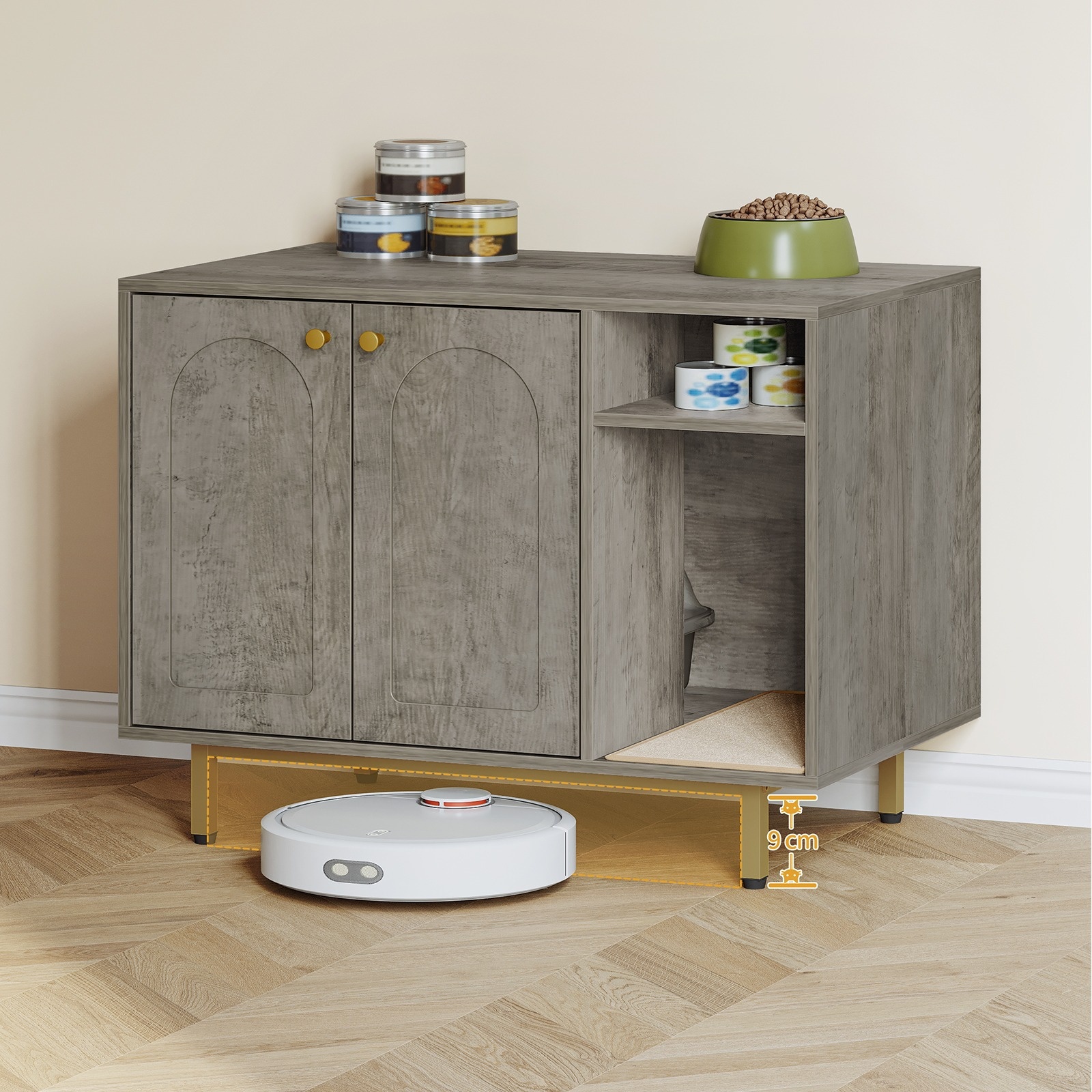 cat cabinet, cat toilet, cat toilet cabinet, cat house with door and separate partition, 80 x 50 x 60 cm, stable cat cabinet, bench, /white | Handla På Temu Och Spara | Temu