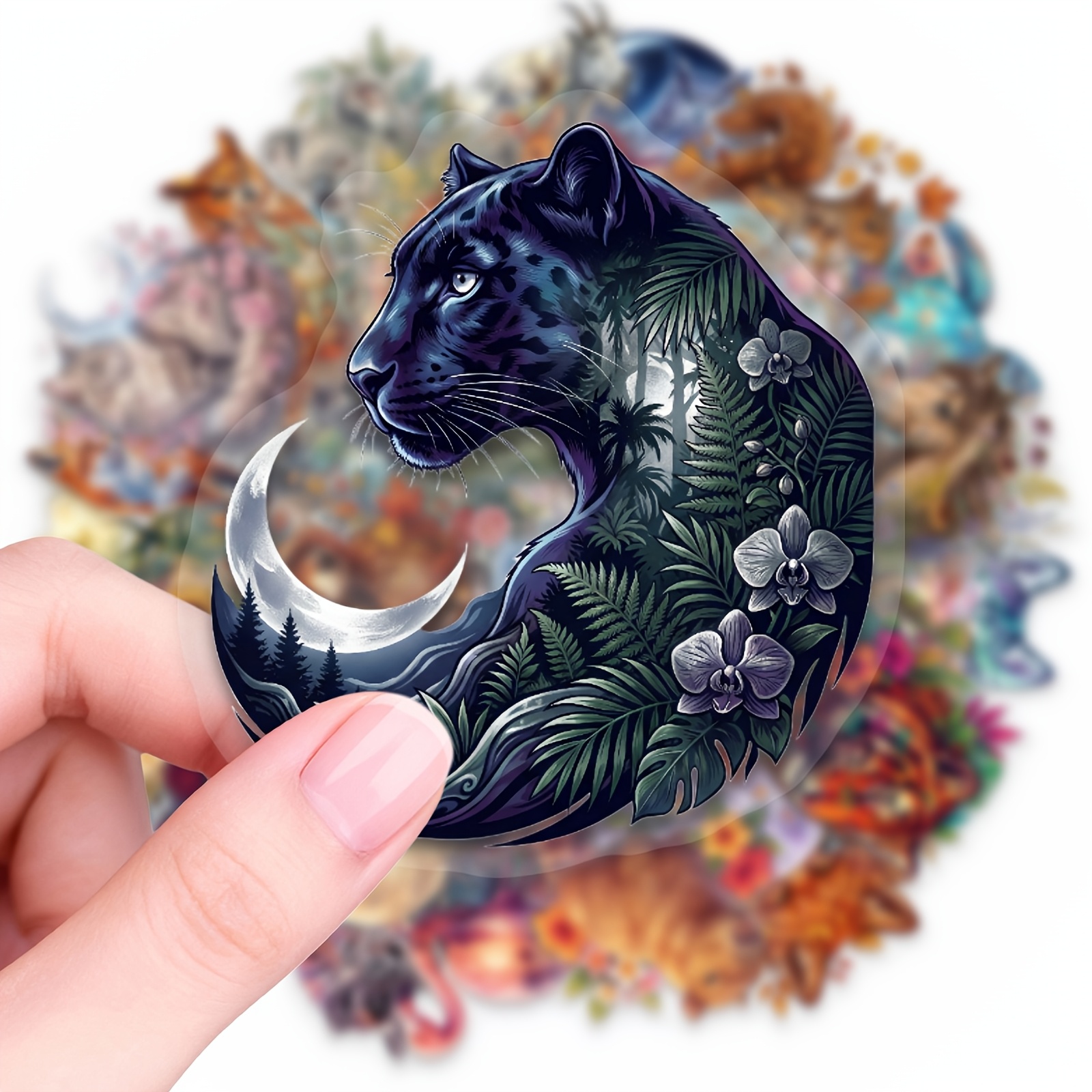 Image of 50pcs Landscape Animal Stickers, Creature Walk Between Heaven And Aesthetic Stickers Pack, Perfect For Decorating Laptop, Water Bottle, Phone, , Journal, Bumper, Skateboard, Motorcycle, Luggage, Etc