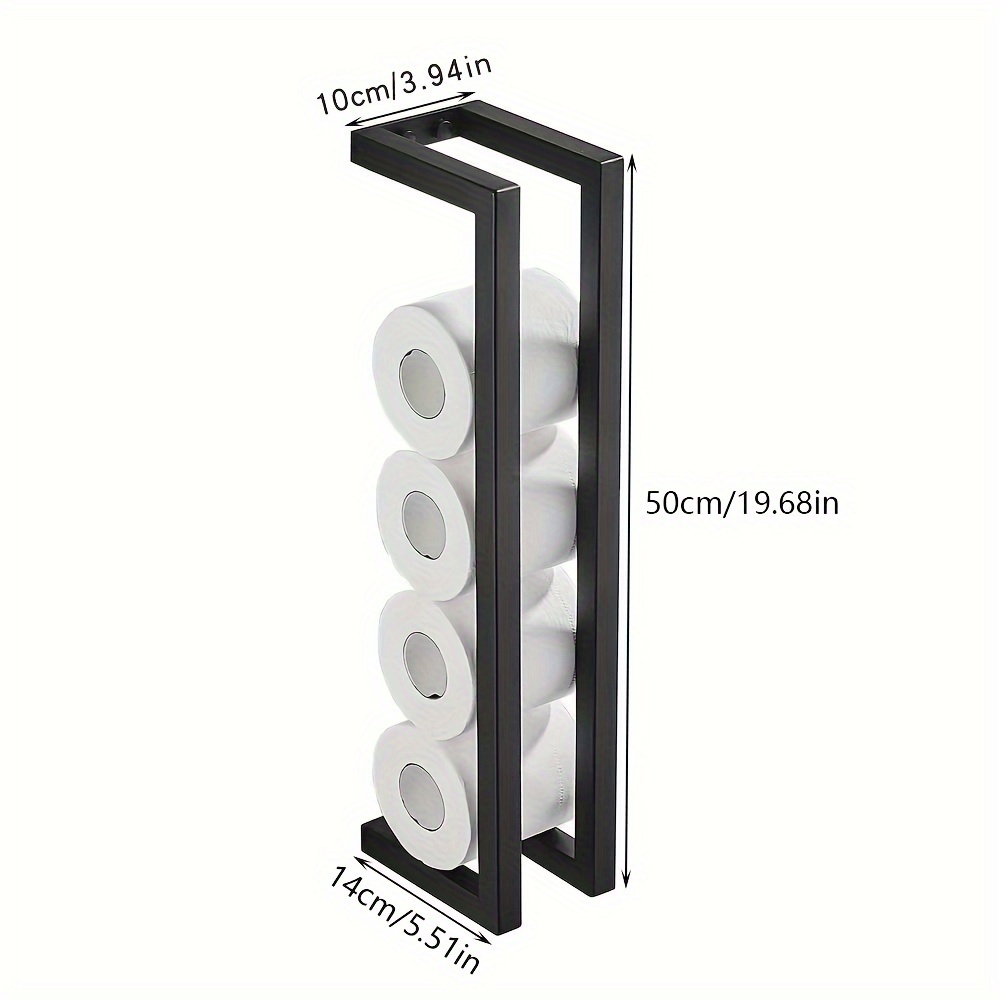 Image of 1pc Of Black Stainless Steel Holder For Toilet Paper And Towels, Suitable For Bathroom Storage Of Toilet Paper And Towels, Utilized For , Toilet Paper Storage Containers