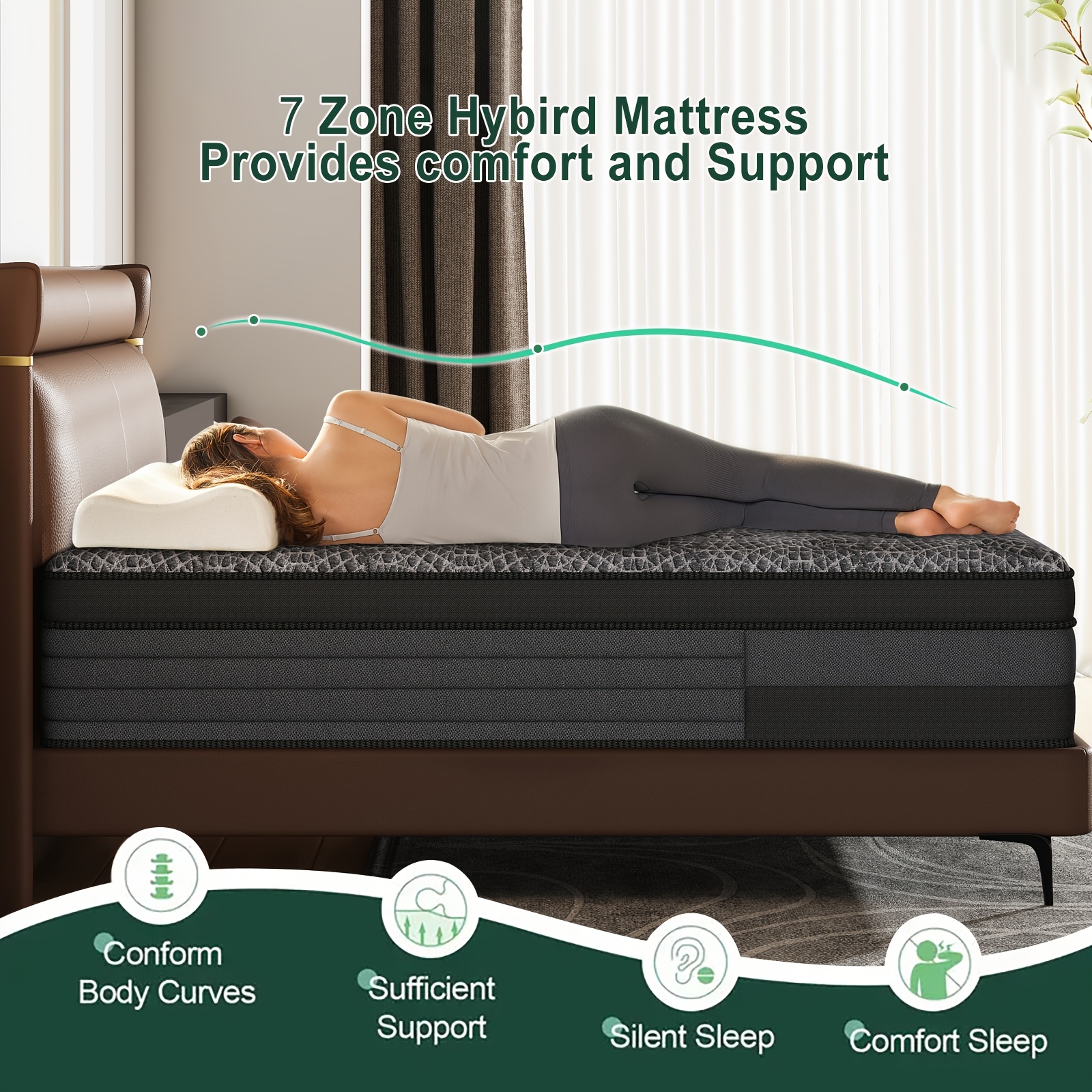 12/14 Inch Queen Size Mattress, King Sizes Mattress, Full Size Mattress, Twin Mattress In A Box | With Memory Foam and Individual Pocket Springs, Motion Isolation, Pressure Relief, Medium Firm Feel, Cool & Comfortable Sleep, Edge