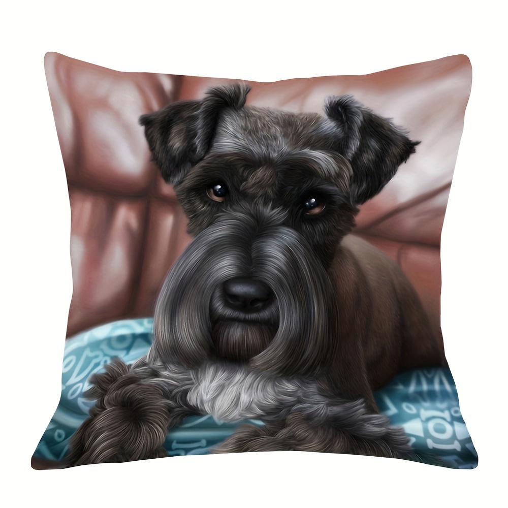 

Contemporary Short Plush Schnauzer Throw Pillow Cover 18x18 Inch - Zipper Closure, Machine Washable, Woven Polyester, Decorative Cushion Case For Home, Couch, Sofa, Bedroom - Single Sided Print (1pc)