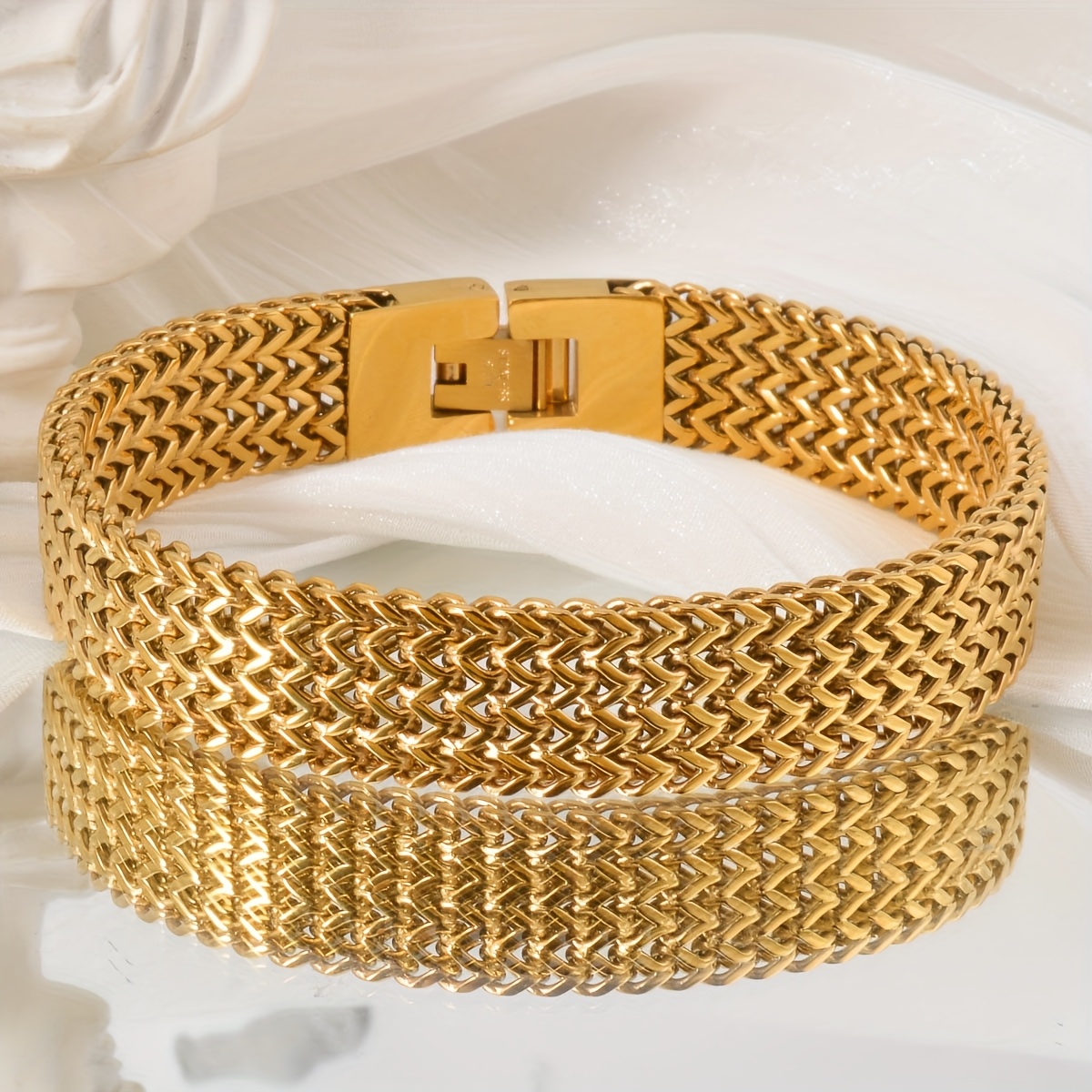 TEMU Bracciale 1 pz stile mediorientale , intrecciato a fascia larga per , bracciale di design di fascia