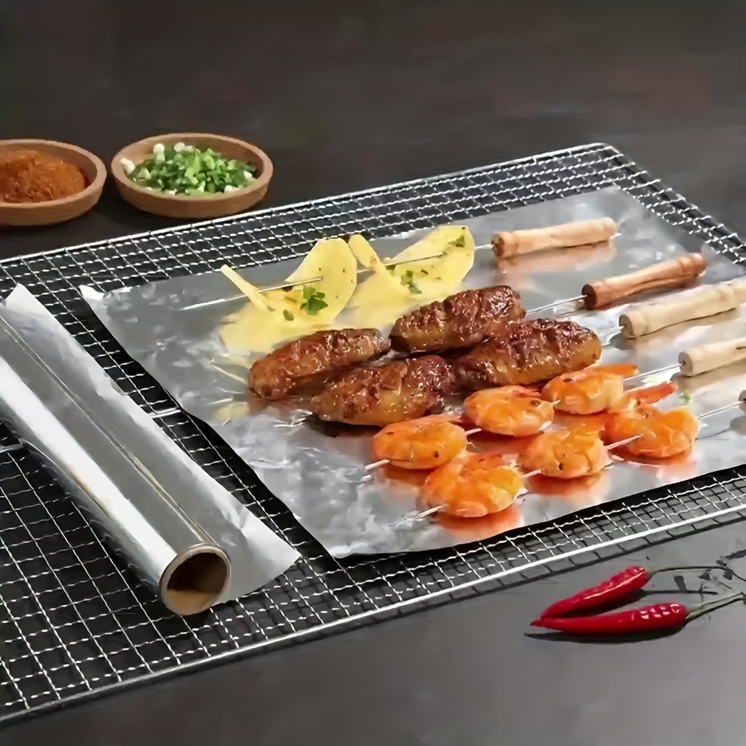 Rouleau de Feuille d'Aluminium Épaisse, Jetable pour Conservation des Aliments Ménagers, 2000 cm/787,4 pouces, Barbecue, Cuisson au Four et Friteuse à Air, Emballage Alimentaire, Pique-niques, Noël, Réunions de Famille, Papier d'Emballage Durable, Feuille d'Aluminium de Cuisine