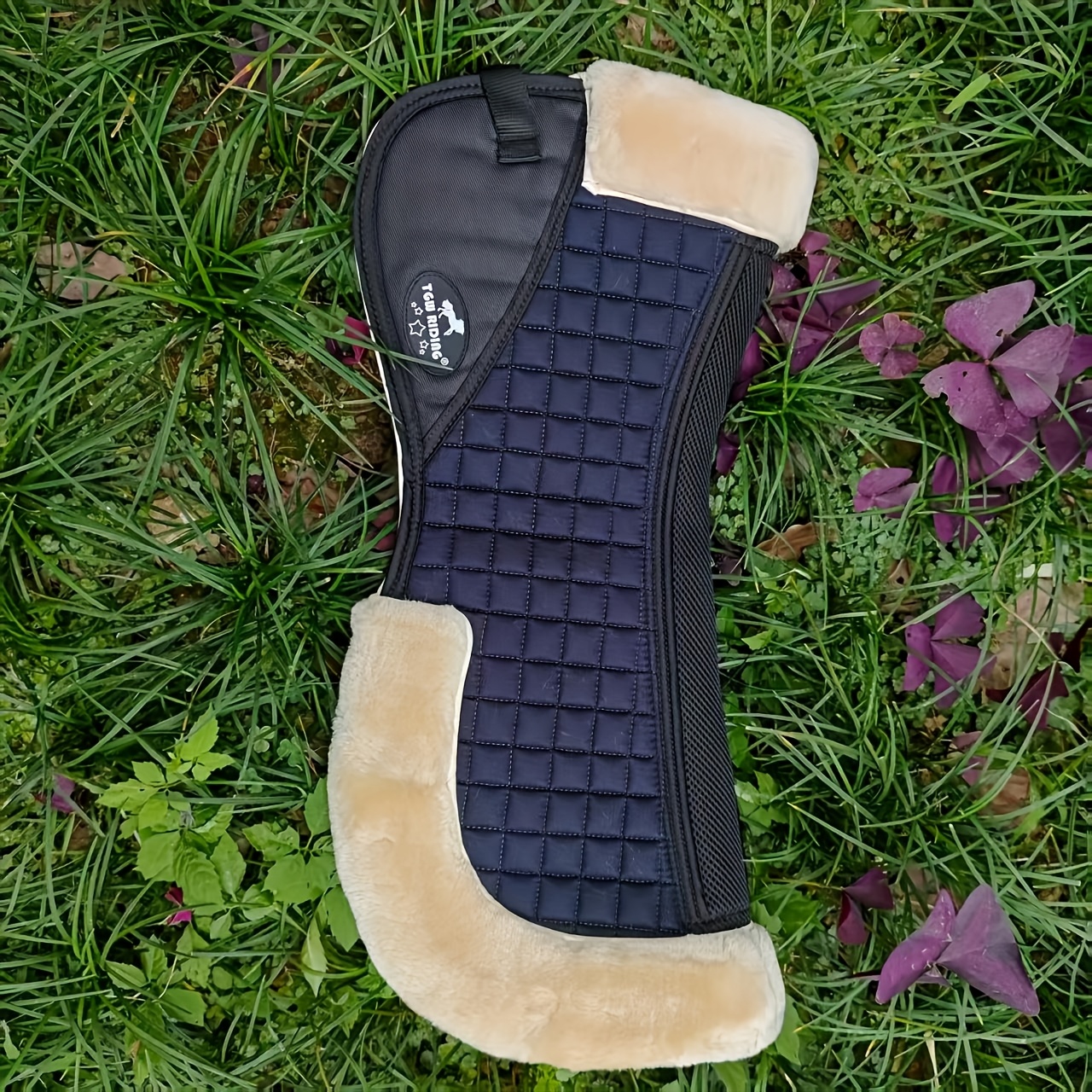 TEMU Tgw Riding Horse Half Pad Faux Fur/sheepskin Horse Half Pads, Faux Fur Half Pad, In Addition, An Air Condition Knitted Spacer Fabric Is