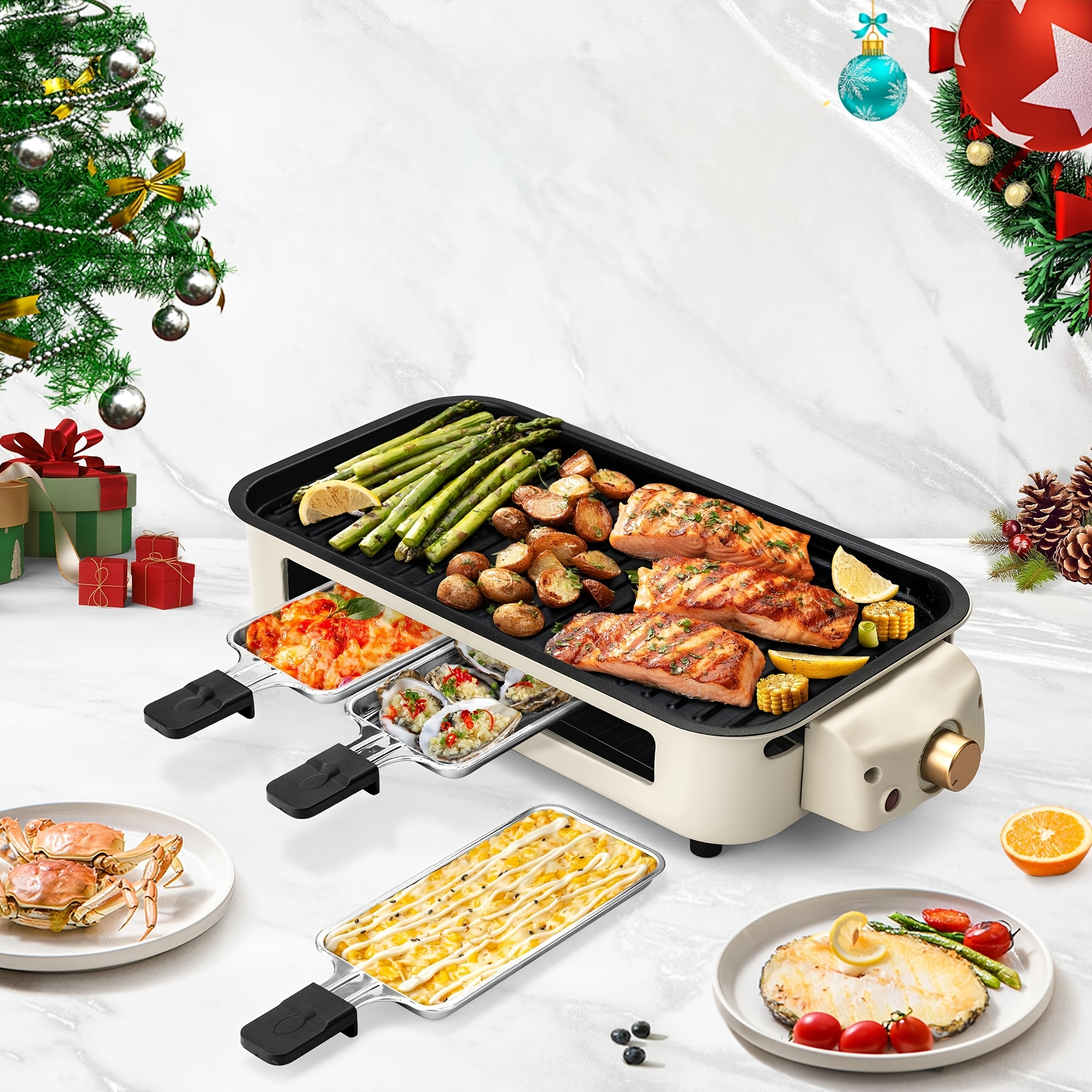 

Electric Grill For Kitchen, Indoor, Smokeless, With Removable Plate, Bbq Portable, 1500w, Safe For Dishwasher