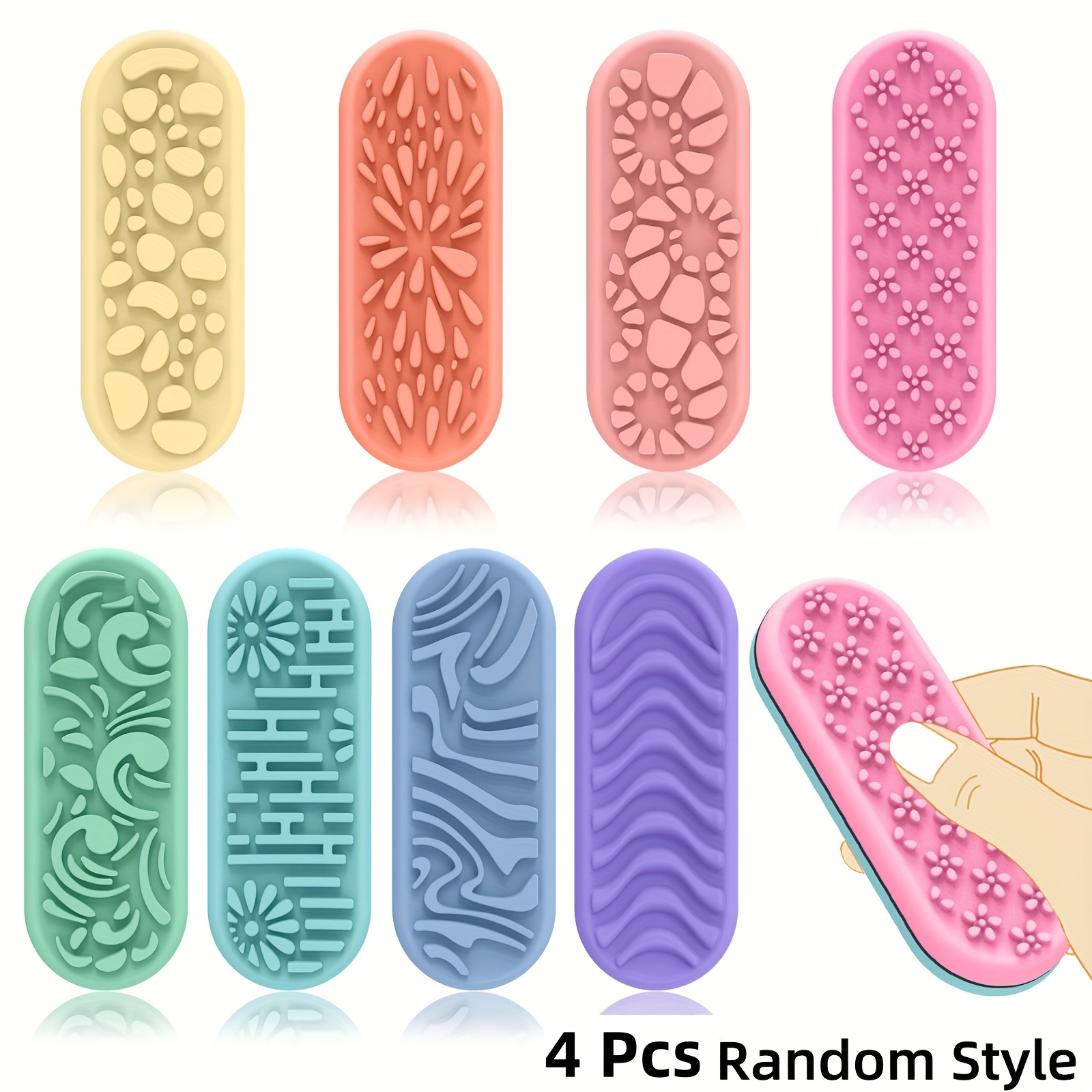 1/2/4pcs Silicone Suction Cup Sensory Strips, Random Styles, Unique Textured Surface Silicone Novelty Toys, Fun Christmas And Birthday Gifts