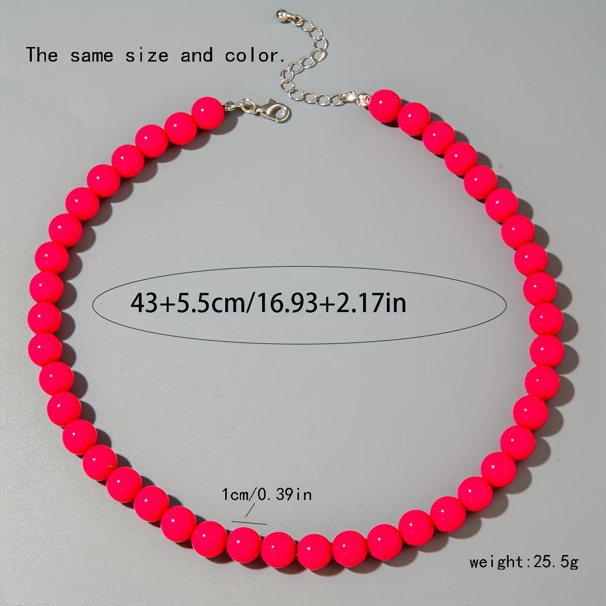 Dopamine-Colored Acrylic Round Beaded Chain Necklace