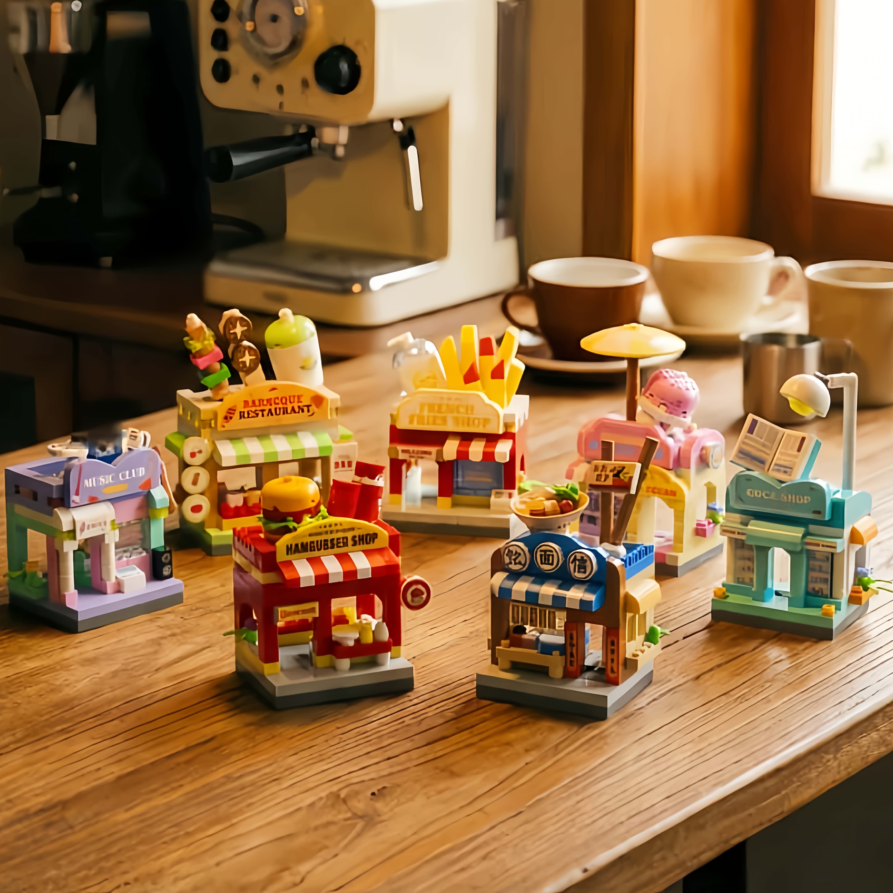 Micro Particle Building Block Set, Ramen Shop & BBQ Shop Decor