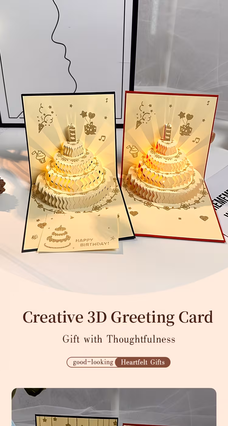 креативная и элитная 3d с объемным изображением, музыкой и подсветкой, подходит для поздравлений , сюрпризных подарков и поздравлений на тему дня рождения. 3d с объемным изображением Детали 0