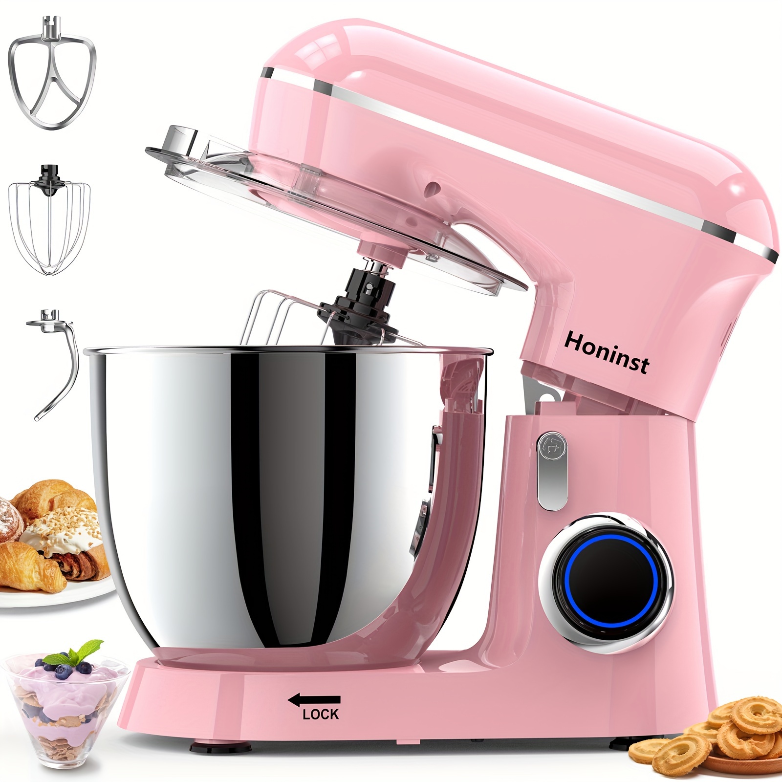 3-in- Food Stand Mixer With 10+ , Powerful Motor, 6.5 Qt Mixing Bowl - Includes Whisk, Dough Hook, Beater For Perfect Baking Experience, Baking Essentials, Stand Mixer For Kitchen, Christmas Gifts