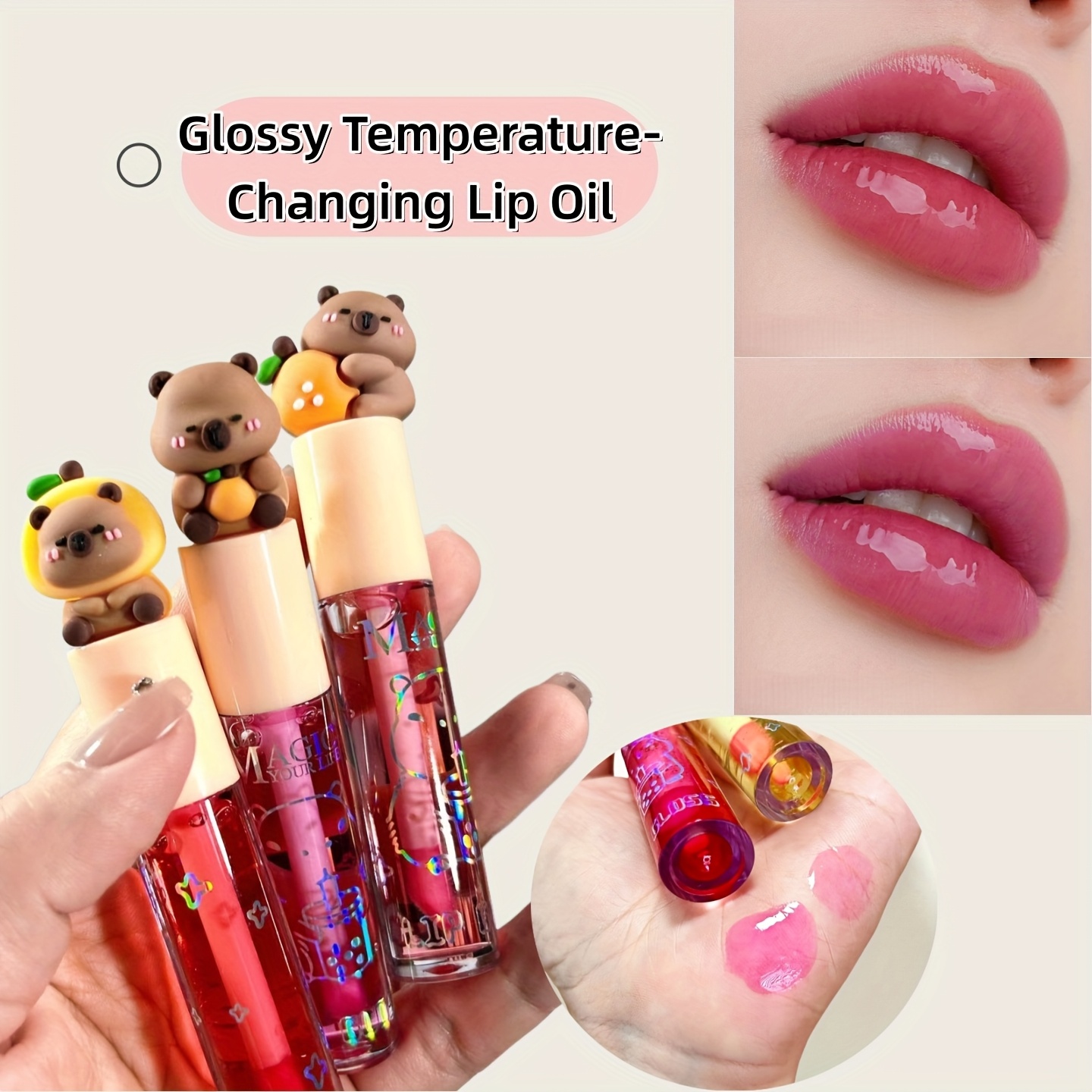 cute cartoon capybara shaped temperature lip gloss - Temu Germany