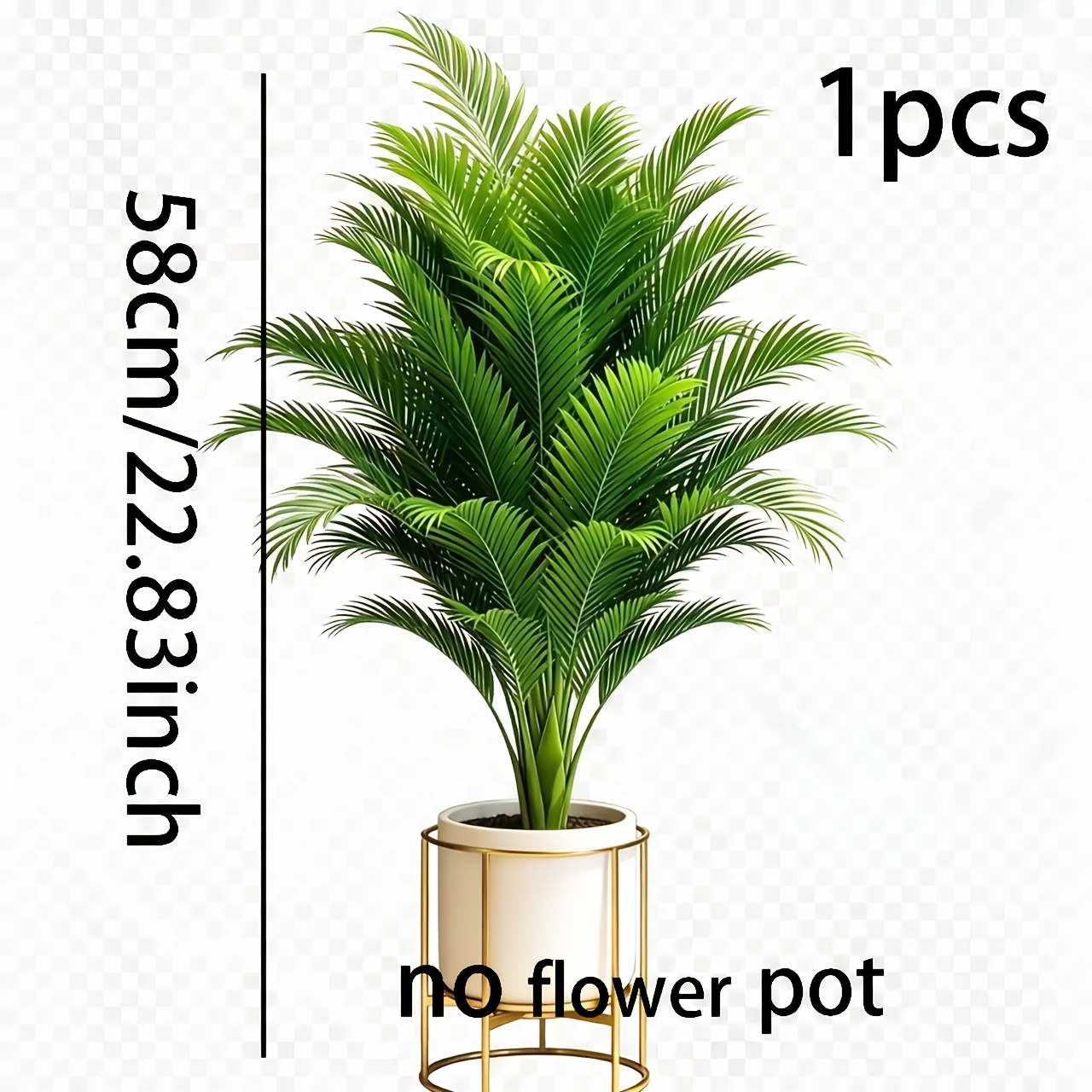 TEMU 1 Large Luxurious And Realistic Tropical Plant - Synthetic Palm With Green Foliage, Maintenance-free Indoor/outdoor Decoration - Suitable For