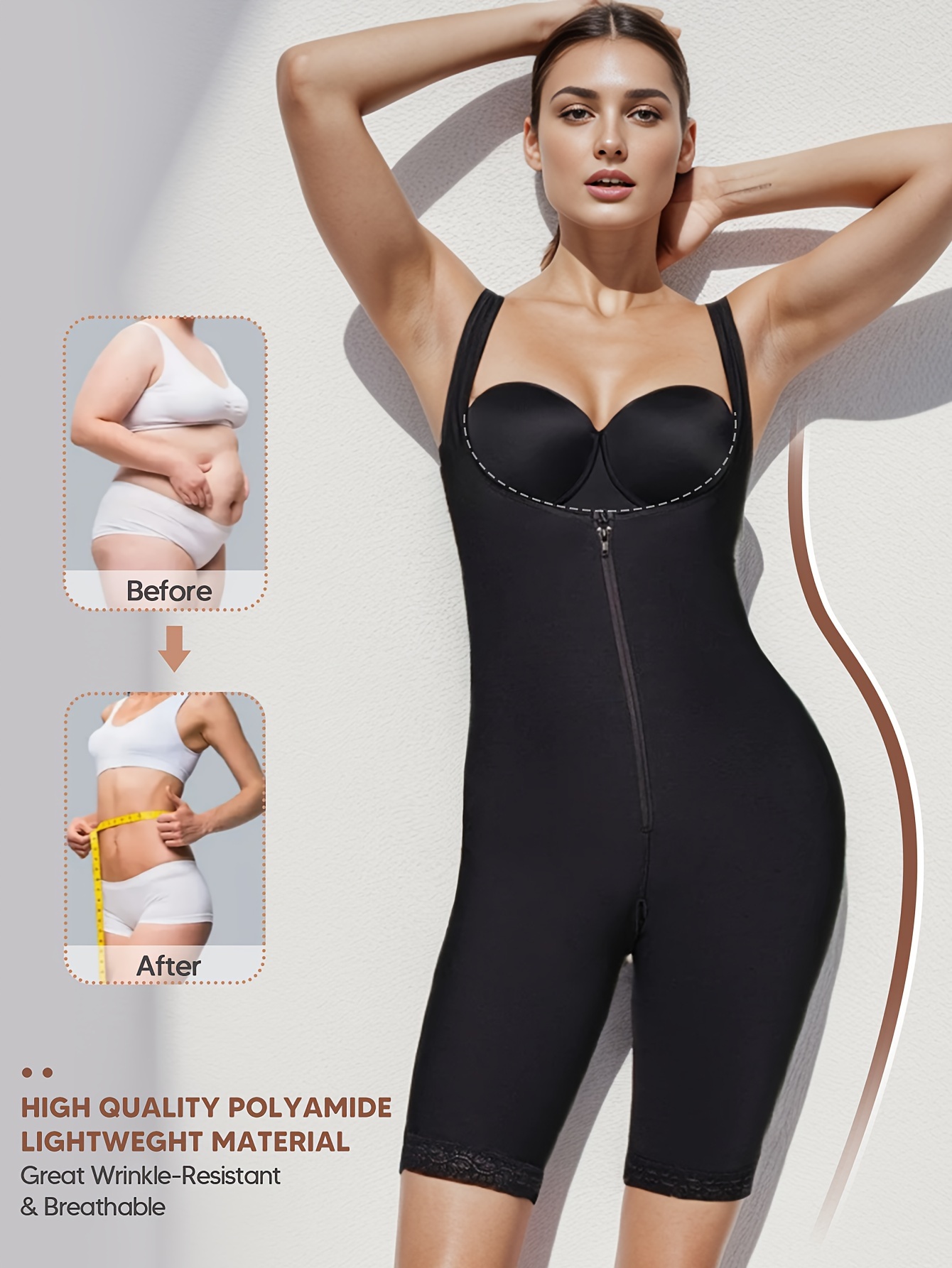 Women Full Bodysuit Firm Tummy Control Shapewear Corset Open Bust  Bodyshaper Seamless Thighs Slimmer with Zipper Breathable (Color : Gray,  Size : M) : : Clothing, Shoes & Accessories