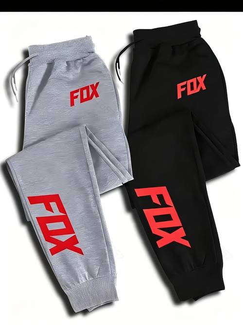 2 pc mens casual running pants drawstring and fashion athletic trousers 100 polyester knit fabric elastic waistband loose print pattern suitable for adults