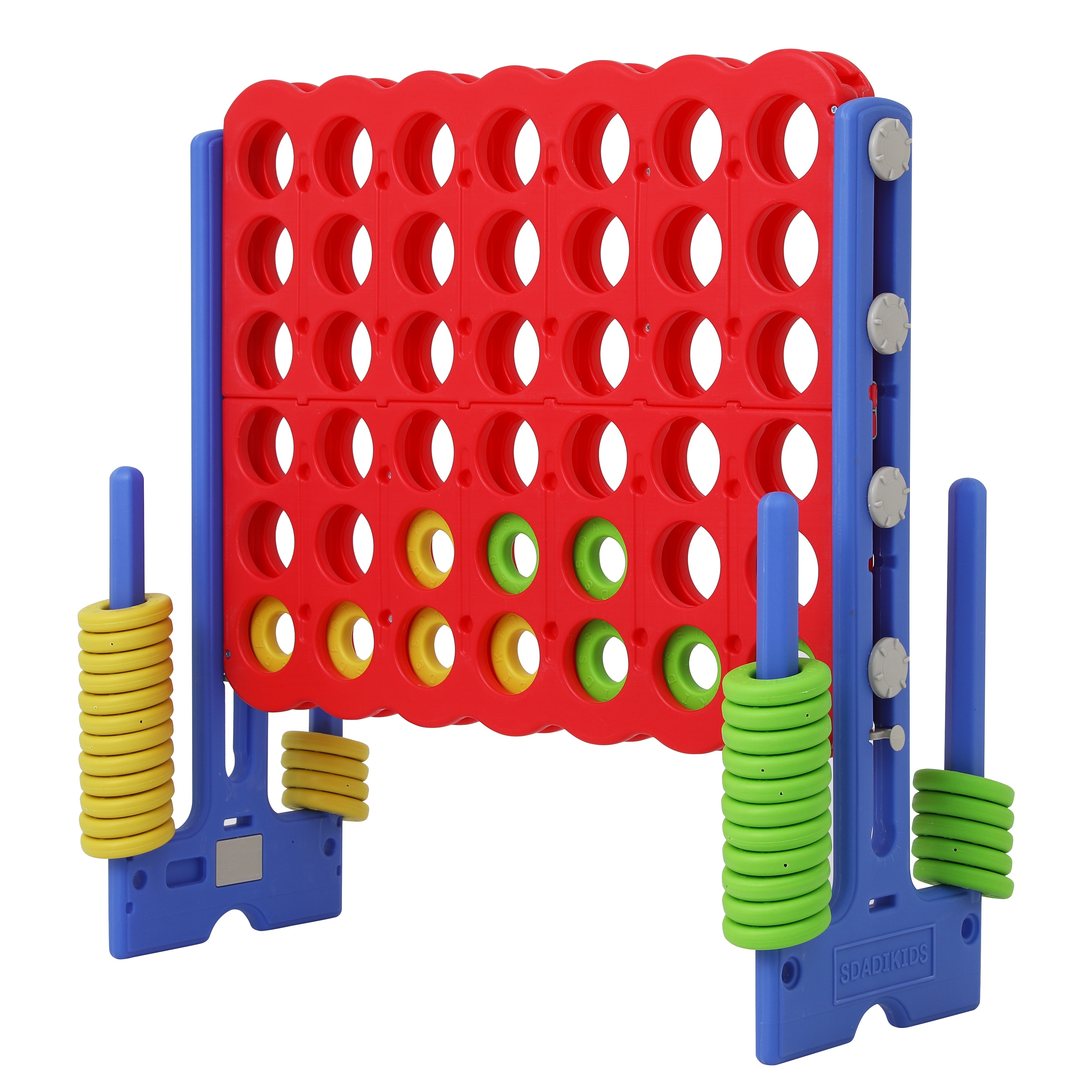 

4-in-a-row Game Set - Adjustable Height, Quick Release Sliders For Indoor/outdoor Fun, Creative White & Red Pp Material