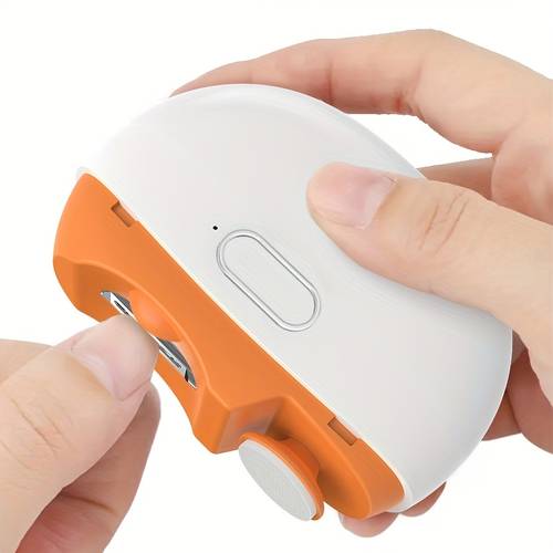artikel foto usb oplaadbare elektrische nagelknipper met led-licht, draagbaar voor dagelijks gebruik thuis, ideaal valentijnsdag cadeau, knip, vorm en polijst gemakkelijk nagels voor een manicure van salonkwaliteit, nagelverzorgingstool voor ouderen, beschikbaar in oranje en lichtpaars