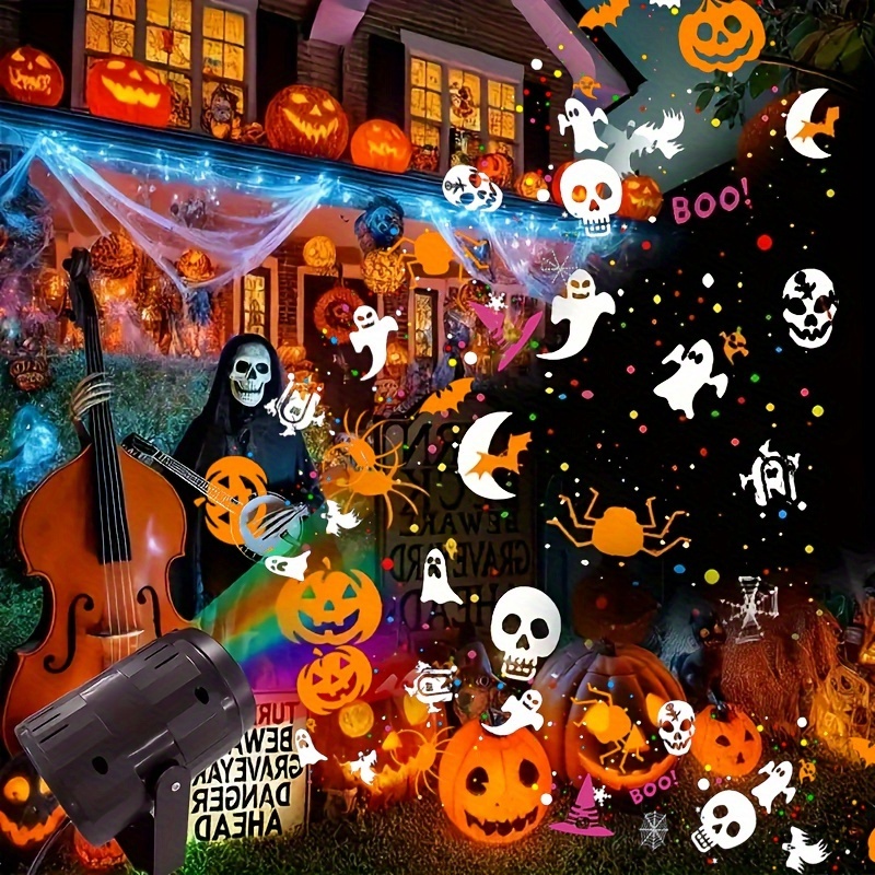 

[Meilleur Classement] Projecteur LED d'Halloween Alimenté par USB - 16 Comprenant des Dynamiques de , Squelette, Araignée, de , Chauve-Souris et Boo la , , la Décoration de Fête