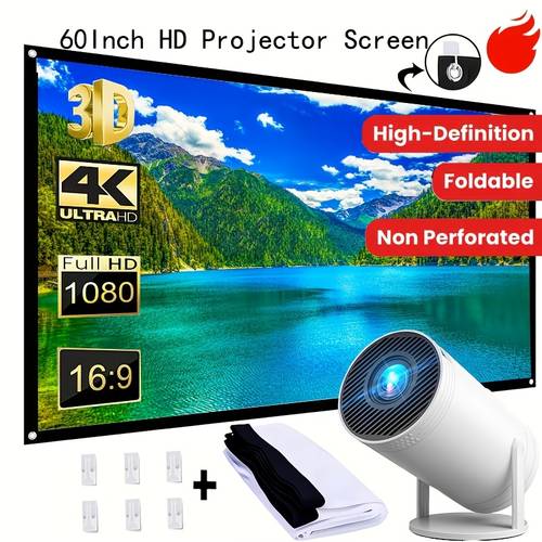 60 inch ultra hd home theater projection screen suitable for projectors compatible for smartphones laptops portable projection panel for home theater office parties compatible for projector systems no electronics included