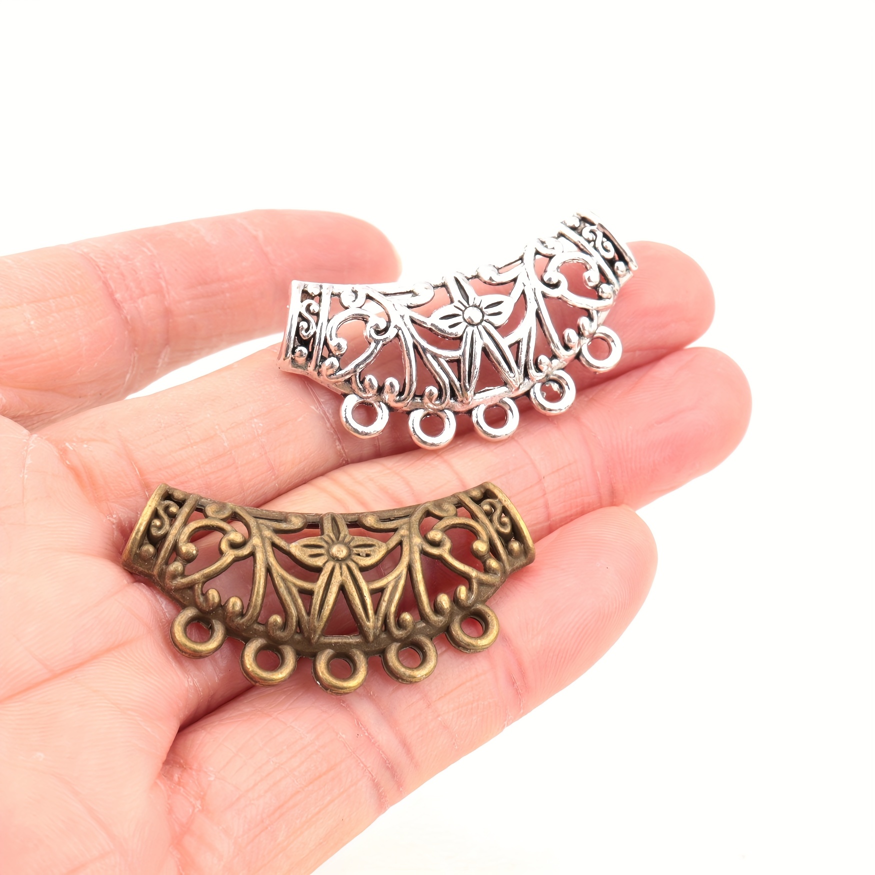 10pcs Hollow Vintage Tee Necklace Connectors