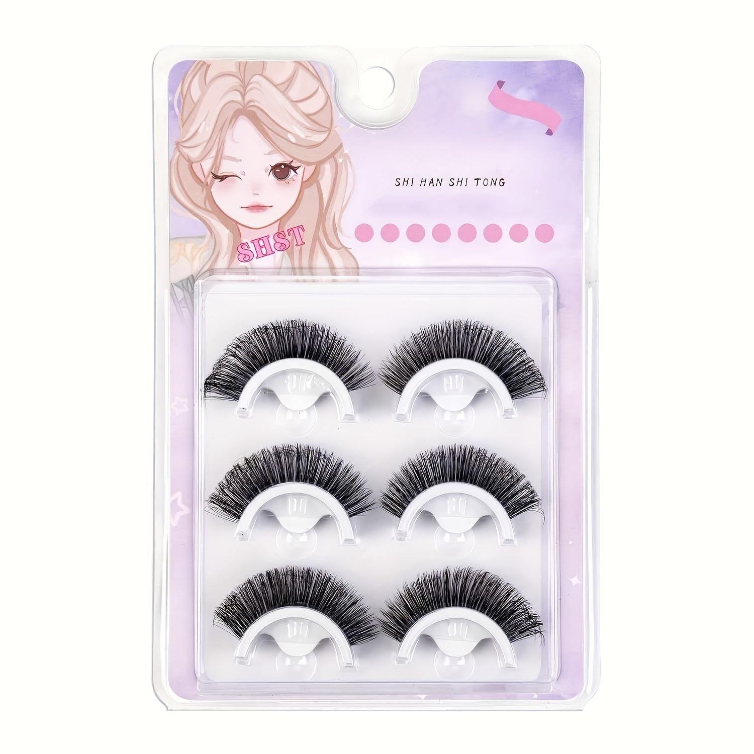 Image of 3 Pairs Of Self-adhesive Reusable Mink- 3d False Eyelashes, Fluffy Makeup Effect, No Glue Needed, Full Strip Waterproof Easy-to-wear Beginner-friendly Style, Handmade, Dramatic Lashes