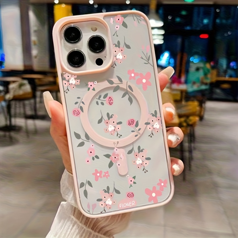 TEMU Phone Case - Floral Ultra-transparent Magnetic Phone Case, Designed For Iphone 16, 15 Pro Max, 14 Plus, 13, 12, 11 Pro Phone Protection