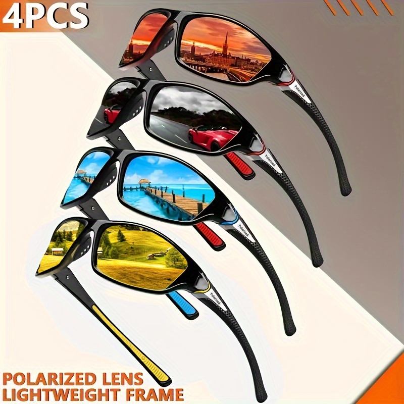

4pcs Set Windproof Sports Glasses Men's And Women's Running Cycling Mirror Glasses Sunshade Eyeglasses For Driving And Fishing