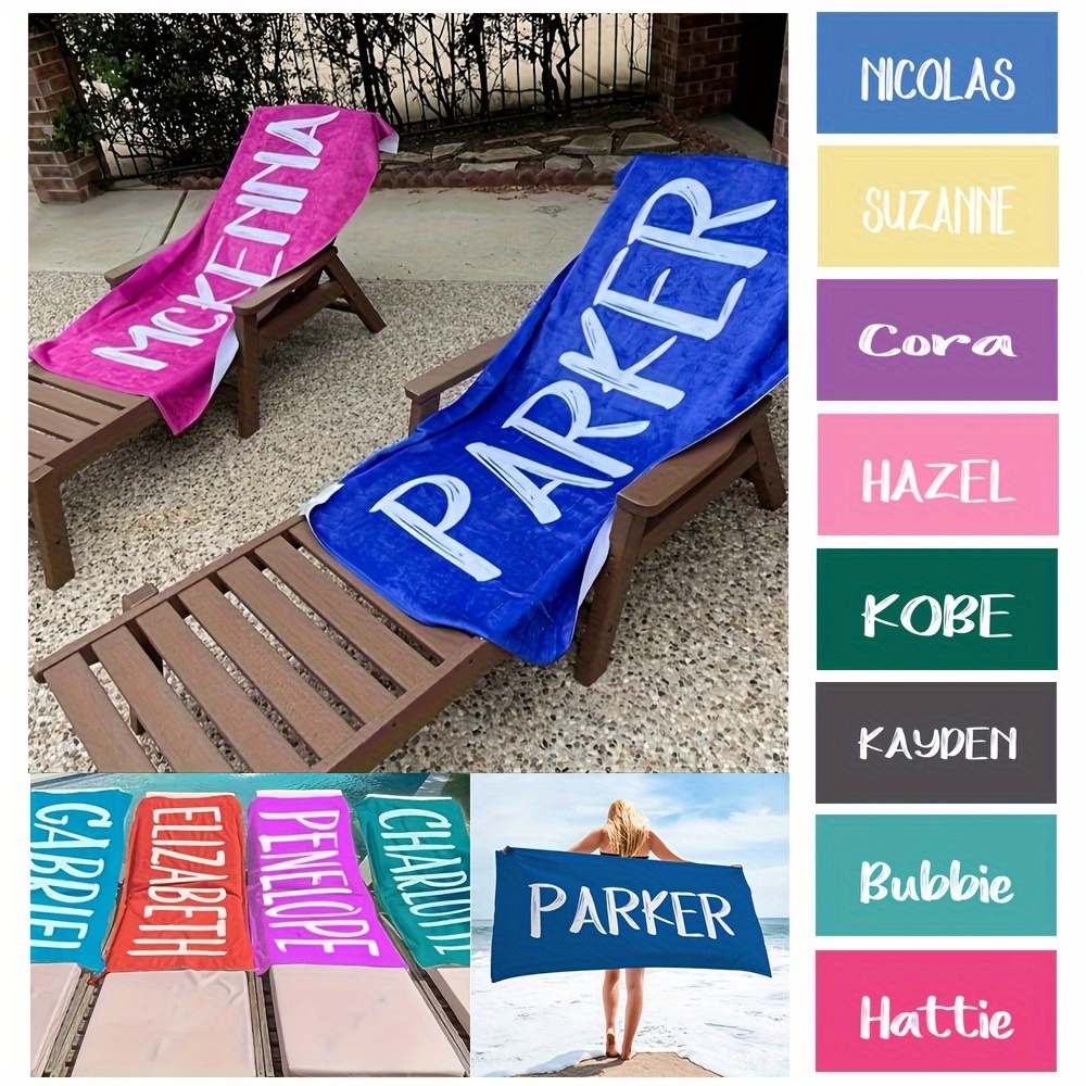 

1pc Personalized Beach Towel, Customized Pool Towel, Summer Beach Blanket, Beach Essentials, Vacation Travel Accessories