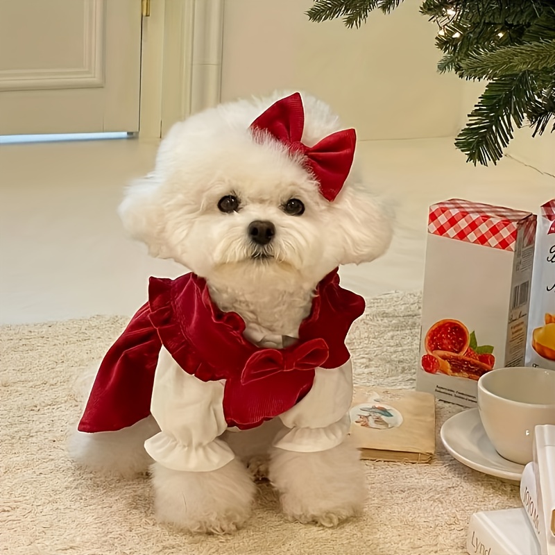 

Pet Dress, Solid Red, Polyester, Pullover Costume, Machine Washable, For Small, Medium, Large & Extra Large Breeds, Without Battery