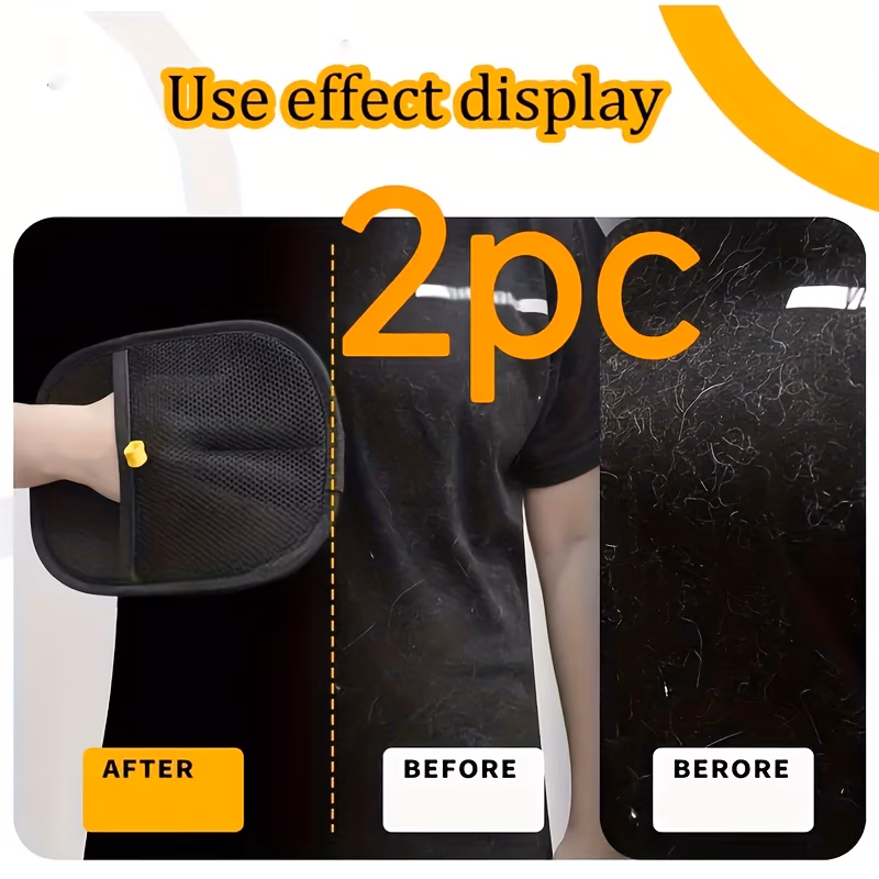 2pcs anti static cat hair removal gloves pet hair remover home brushing floating hair remover cat hair cleaning tool car seat and clothing grooming gloves reusable with design quick hair cleaning Product details 3