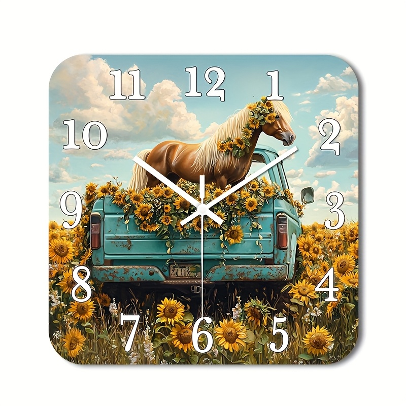 Orologio Da Parete Silenzioso MNSRUU A Forma Di Cavallo, 24 Cm, Con Stampa Artistica A Olio In Acrilico, Senza Ticchettio, Per Soggiorno, Camera, Ufficio, Decorazione Originale - 5